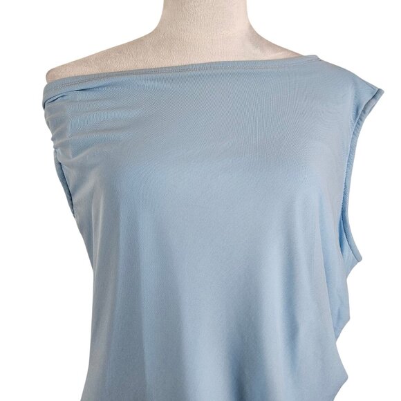 Pretty Garden Womens Formal XL One Shoulder Ruched Maxi Dress Light Blue Wedding - Picture 5 of 11